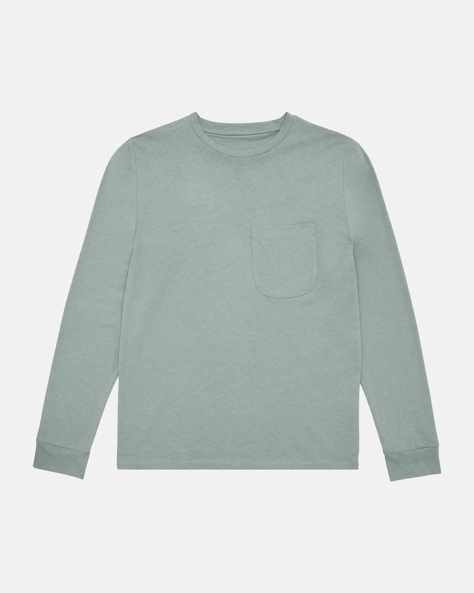 Recycled Cotton Long Sleeve Pocket T-Shirt - Sage