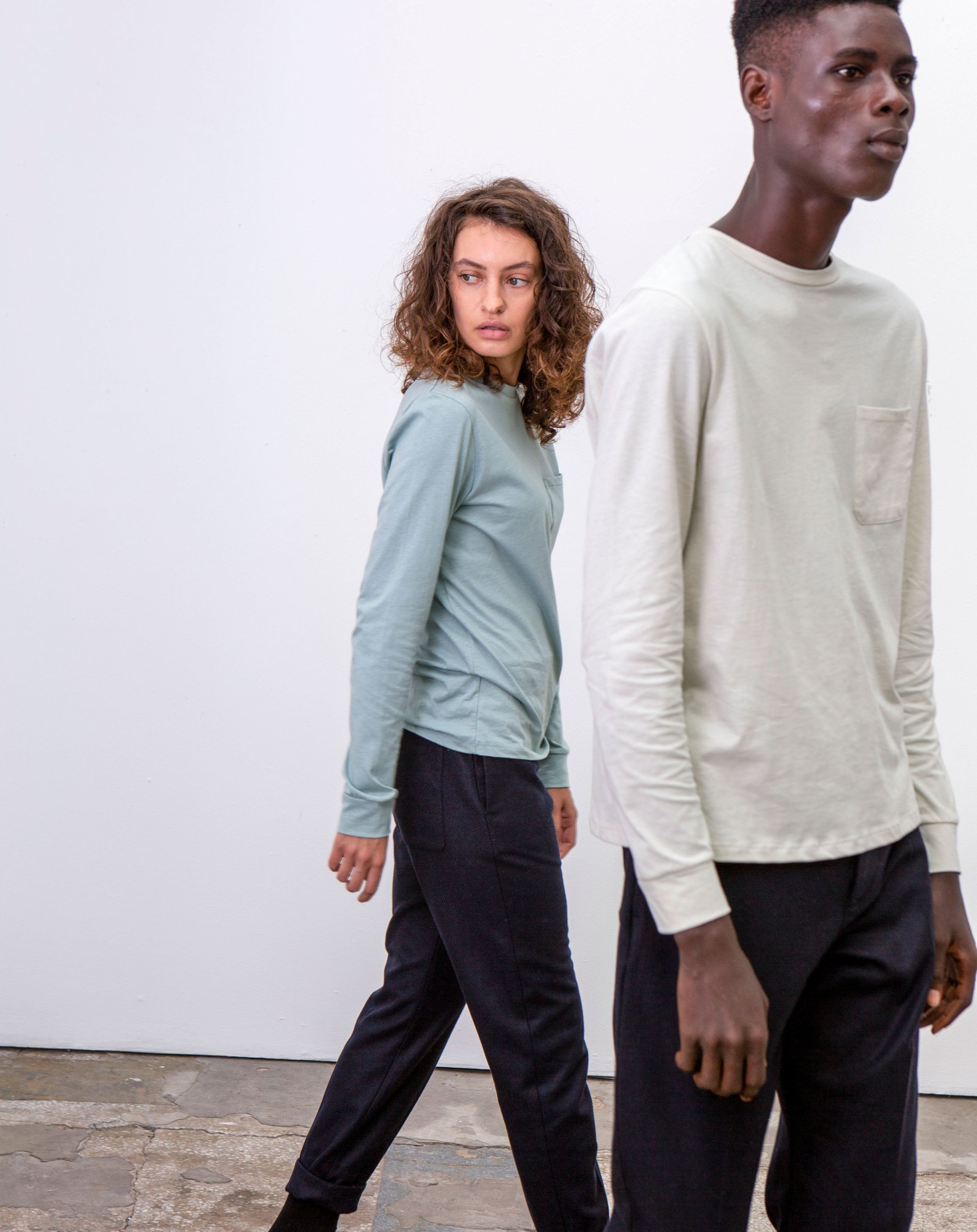 Recycled Cotton Long Sleeve Pocket T-Shirt - Oat